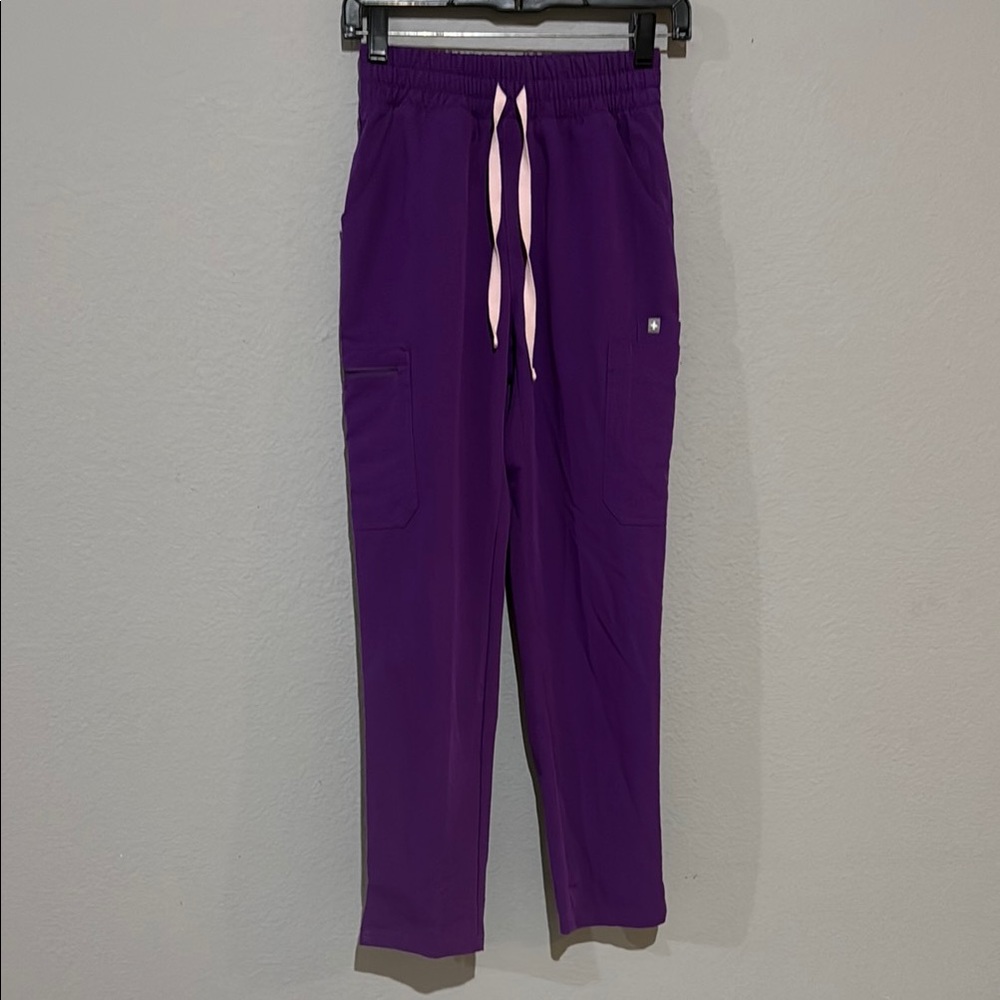 Figs Women's Purple Drawstring Cargo Jogger Pants - Picture 2 of 16